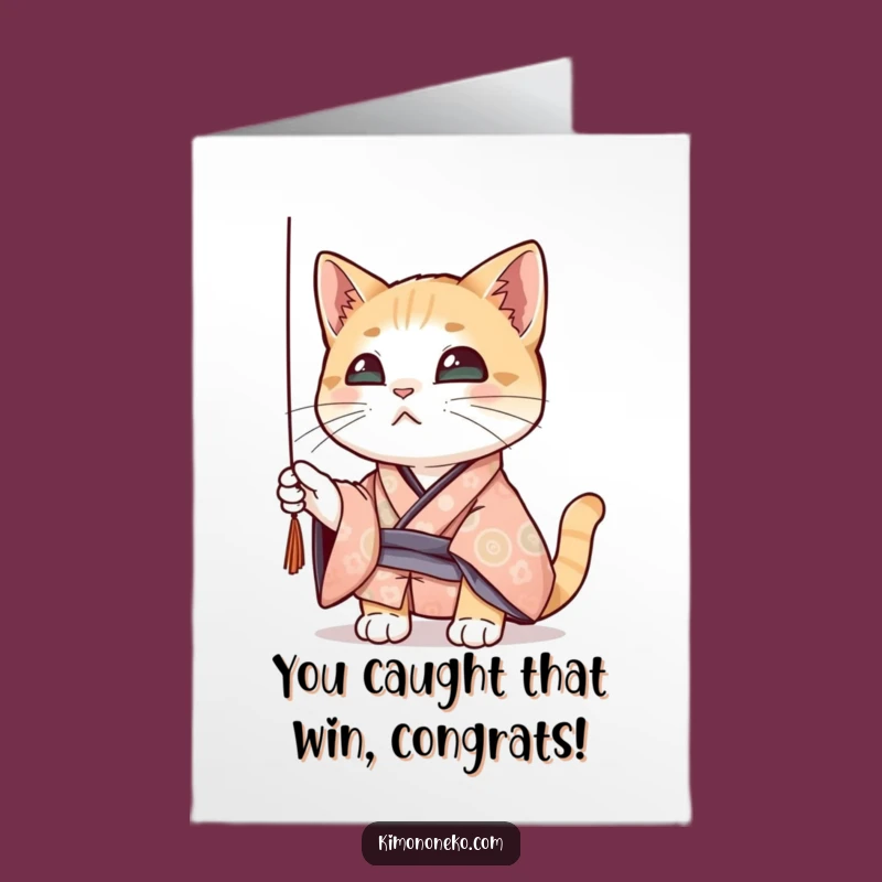 Free Printable Curious Cat Kimono Congrats Card - Funny Downloadable Gift for Surprises