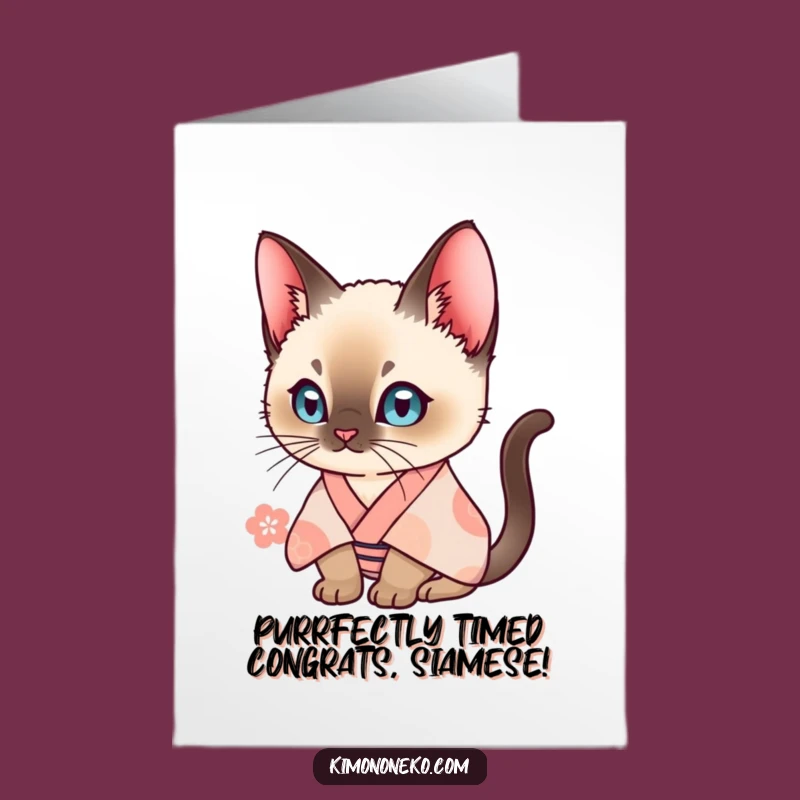 Free Printable Siamese Cat Congrats Card: Kimono Cat Humor Downloadable Gift