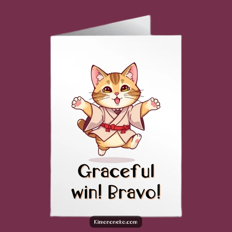 Free Printable Tabby Cat Kimono Leap Congrats Card - Funny Downloadable Gift