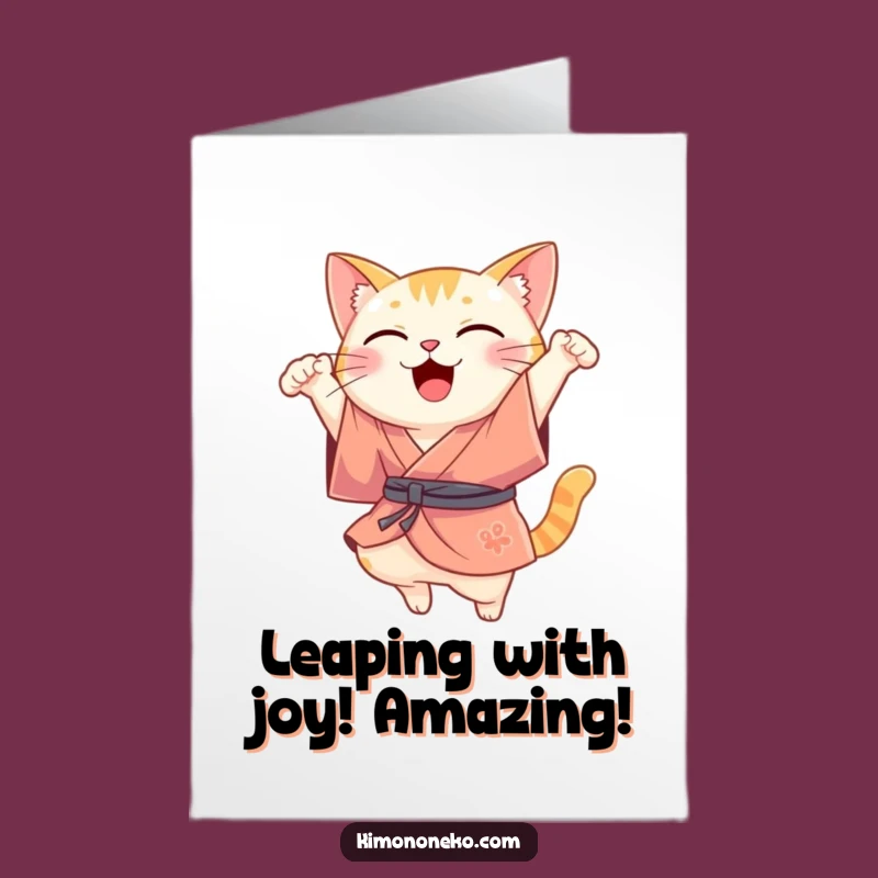 Kawaii Cat Leap Free Printable Congrats Card, Uplifting Downloadable Gift