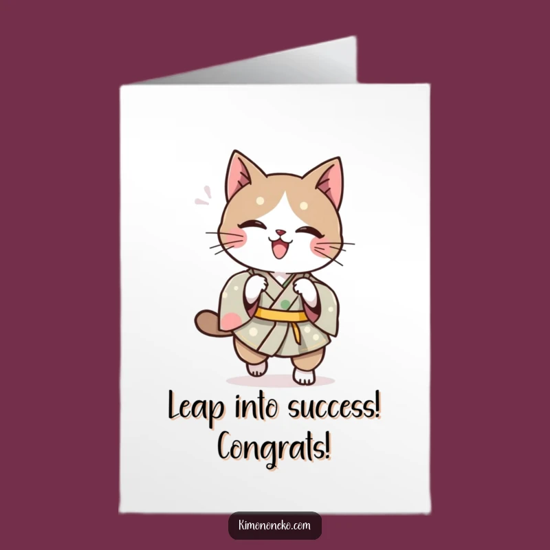 Kawaii Cat Pounce Free Printable Congrats Card, Perfect Downloadable Gift
