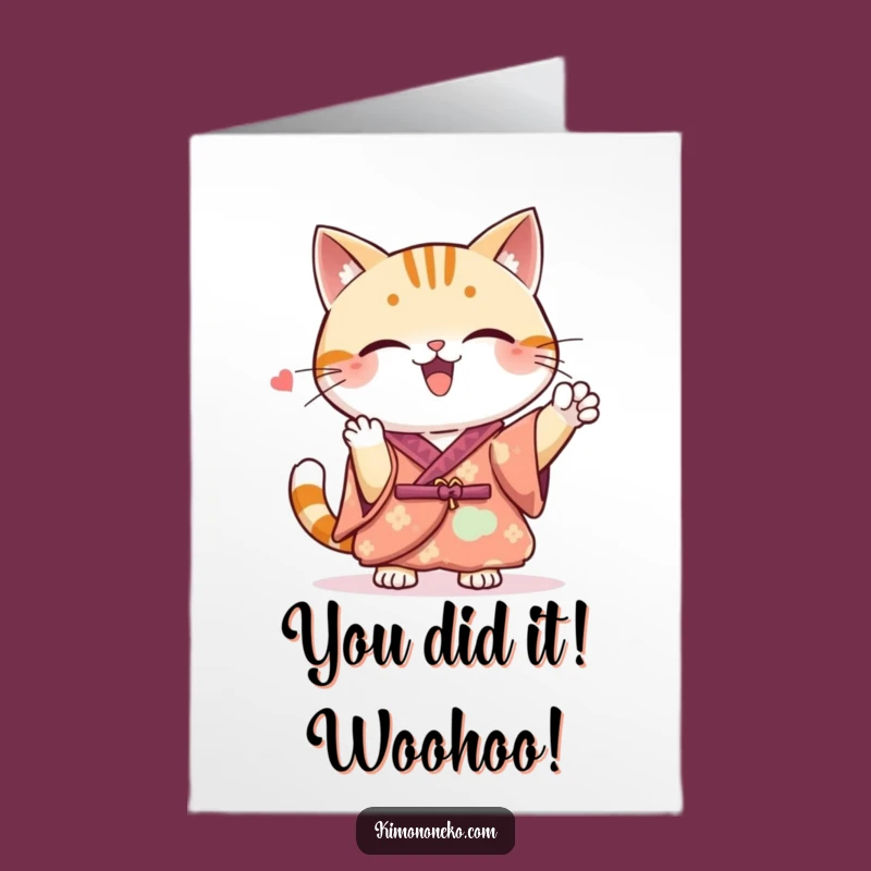 Kawaii Cat Cheer Free Printable Congrats Card, Perfect Downloadable Gift