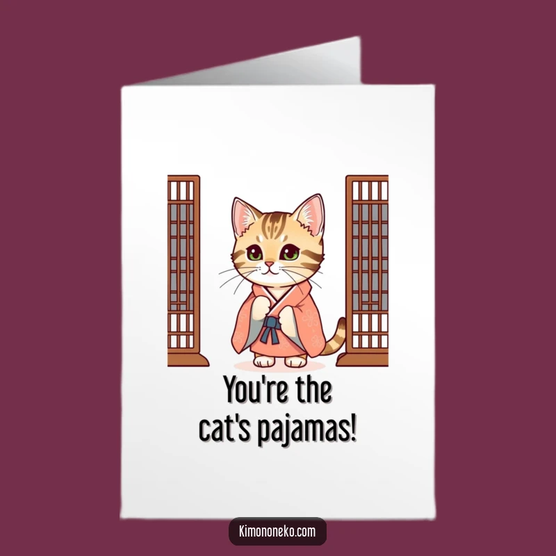 Free Printable Tabby Cat Congrats Card: Peeking Kimono Kitty - Joyful Downloadable Cheer