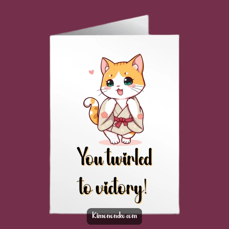 Free Printable Calico Cat Kimono Congrats Card - Funny Downloadable Gift