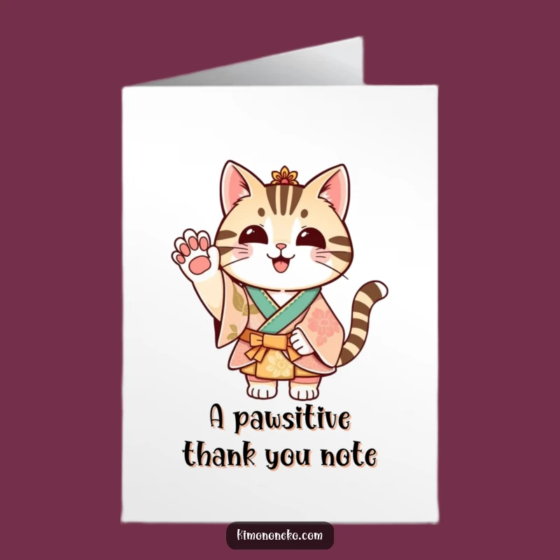 Free Printable Thank You Cat Kimono Card Funny Downloadable Gift