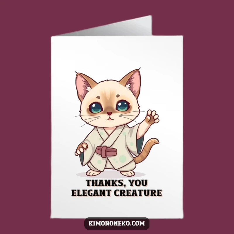 Free Printable Kawaii Siamese Thank You Card: Posing Gratitude