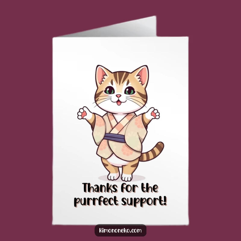 Free Printable Kawaii Tabby Thank You Card: Grateful Downloadable Gift