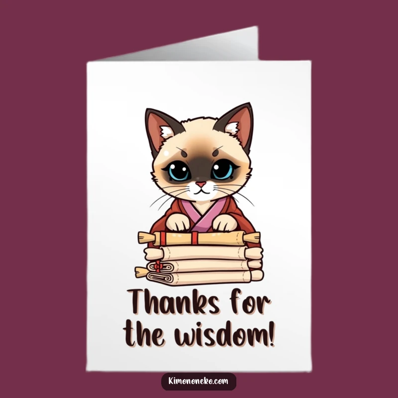 Free Printable Siamese Cat Kimono Thank You Card - Funny Downloadable Gift