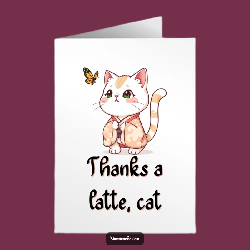 Free Printable Thank You Cat Card: Funny Kimono Cat Downloadable Gift