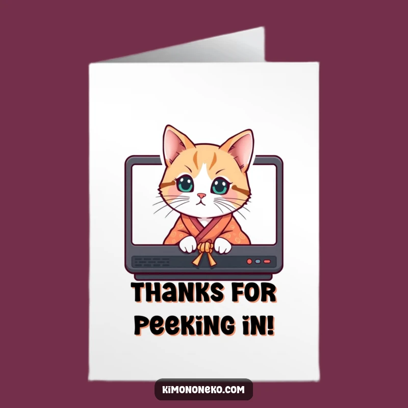 Free Printable Thank You Cat Kimono Card Funny Downloadable Gift