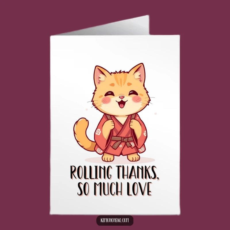 Free Printable Thank You Cat Kimono Card Funny Downloadable Gift