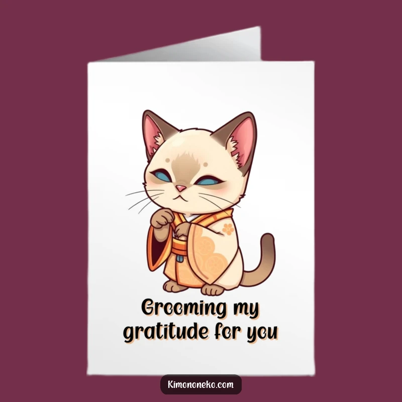 Free Printable Thank You Card: Elegant Siamese Cat - Funny Downloadable Gift