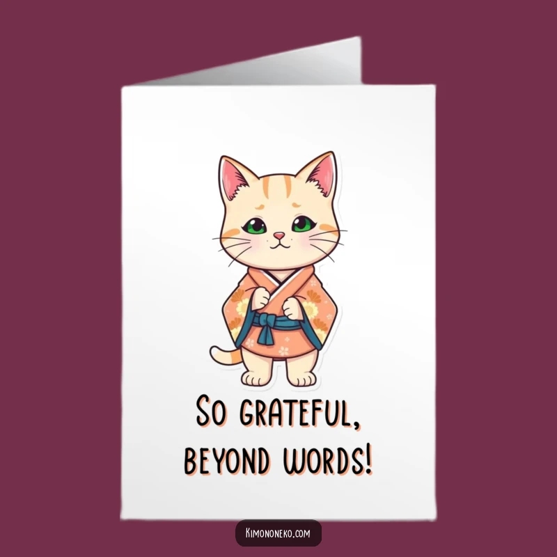 Chic Free Printable Thank You Card: Kawaii Kimono Cat - Easy Downloadable Gift