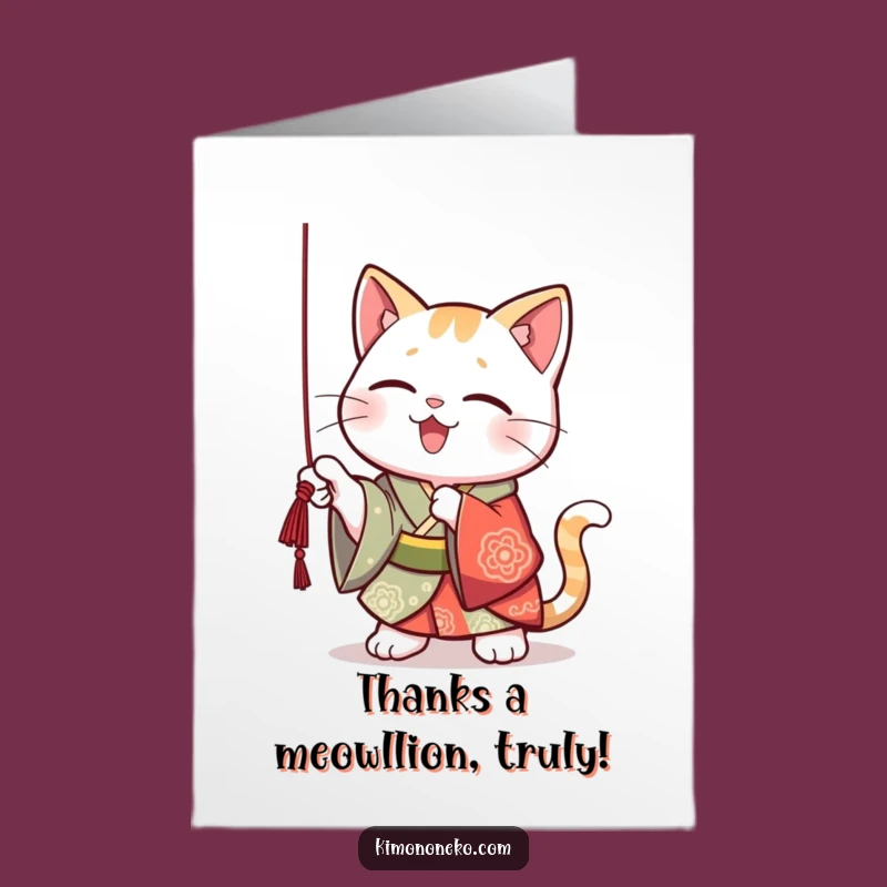 Witty Free Printable Thank You Card: Kawaii Kimono Cat - Easy Downloadable Gift
