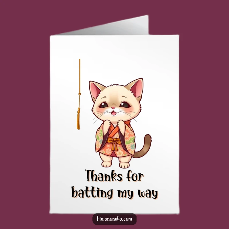 Free Printable Thank You Card: Adorable Siamese Cat Kimono Gratitude Downloadable Gift
