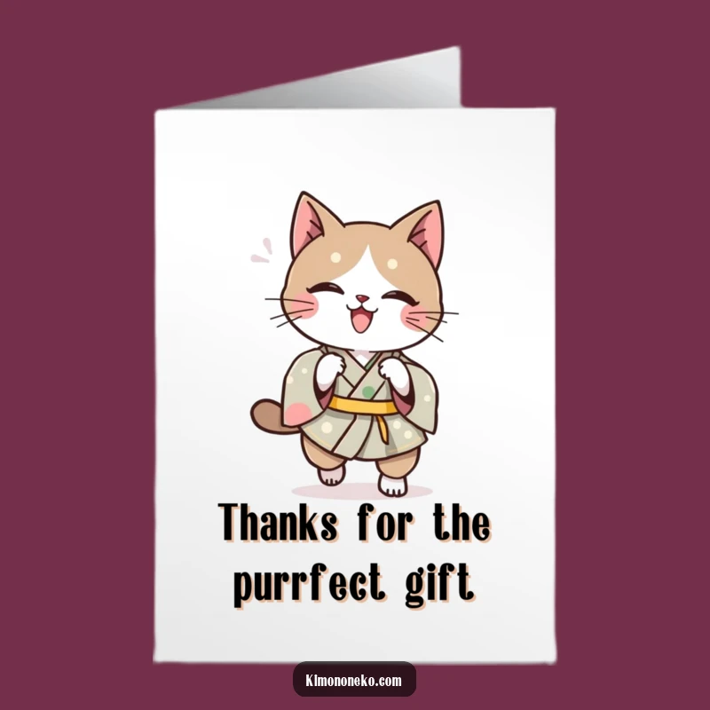 Free Printable Thank You Card: Kawaii Cat Pounce, Playful Downloadable Gift