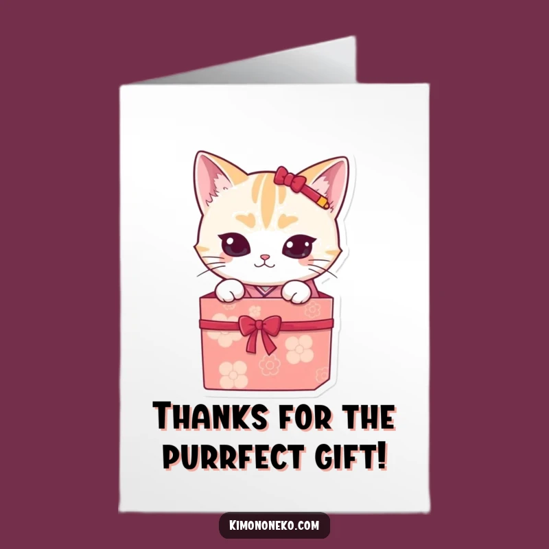 Free Printable Thank You Card: Cute Kawaii Cat Surprise - Funny Downloadable Gift