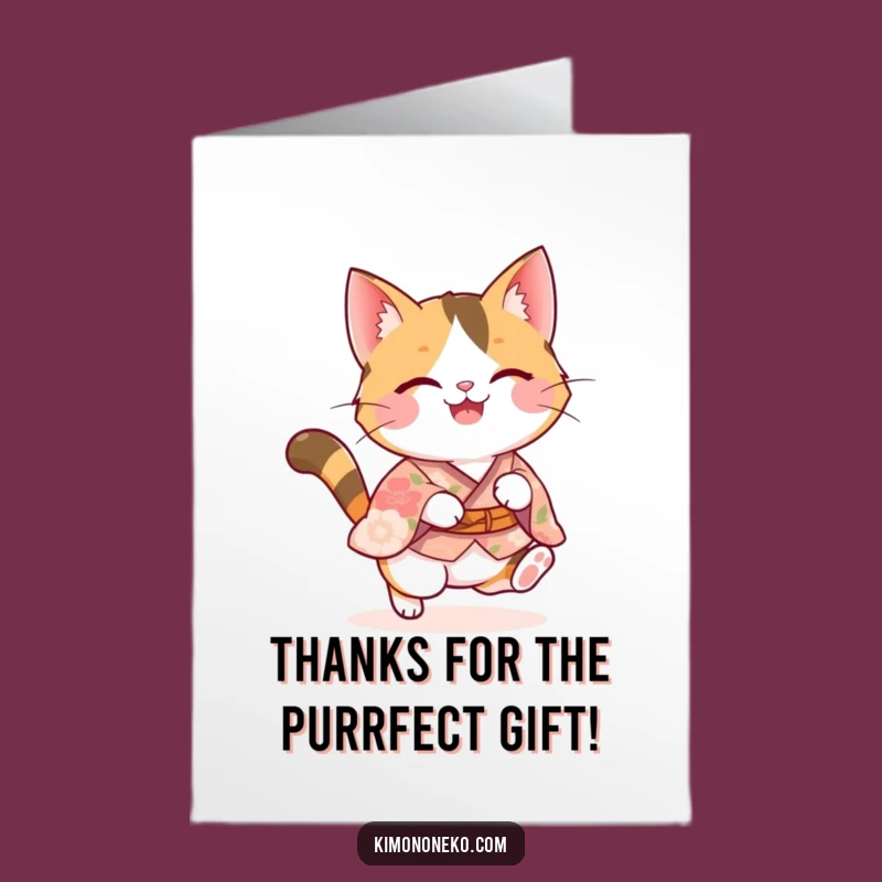 Free Printable Thank You Card: Pouncing Calico Cat Funny Downloadable Gift