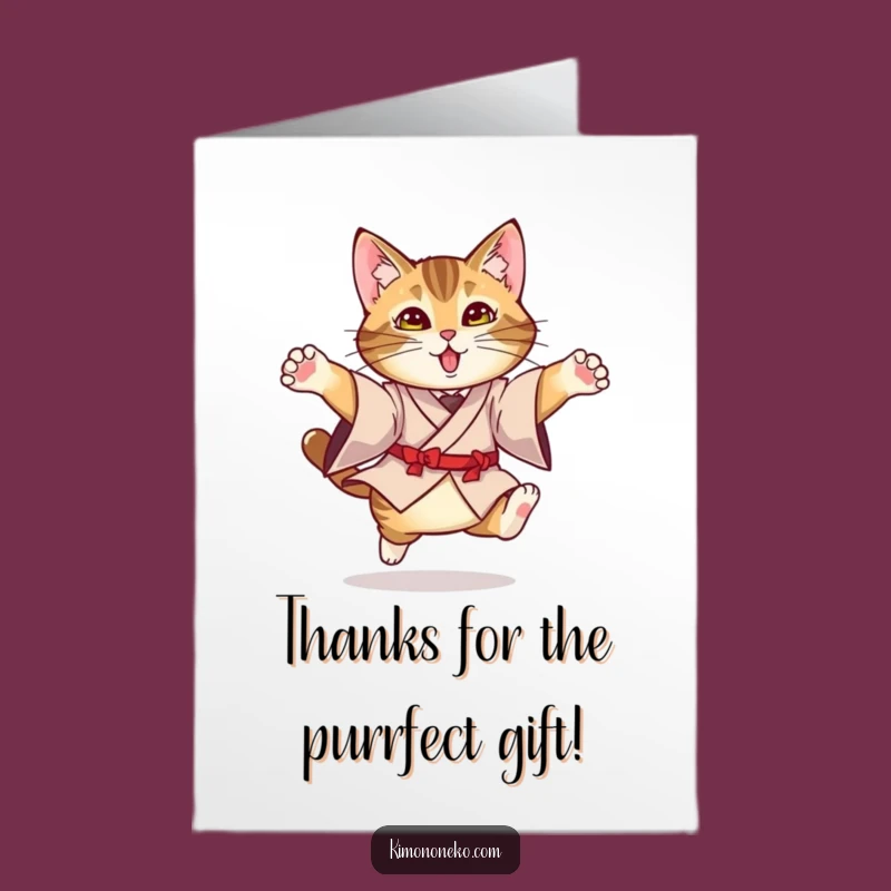 Free Printable Tabby Cat Kimono Thank You Card - Funny Downloadable Gift