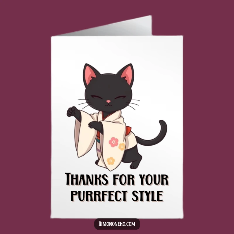 Free Printable Thank You Card: Elegant Black Cat, Chic Downloadable Gift of Thanks!