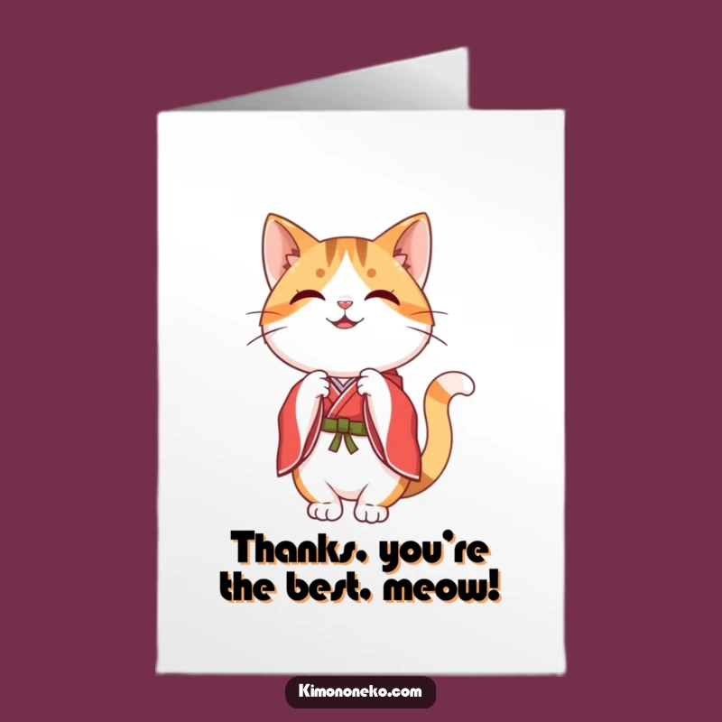 Free Printable Thank You Card: Calico Cat Bow - Downloadable