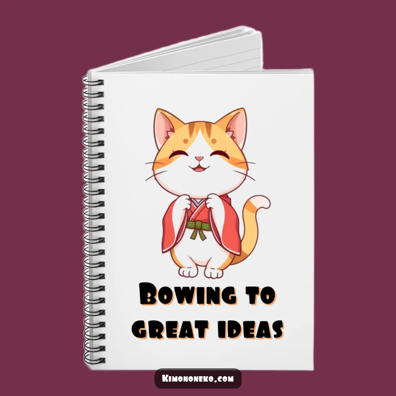 Funny Kawaii Calico Cat Notebook - Graceful Bow Journal