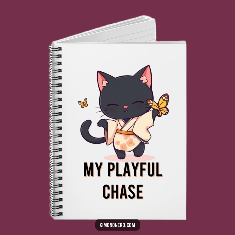 Funny Black Cat Kimono Notebook: Playful Chase Journal, Hilarious Gift