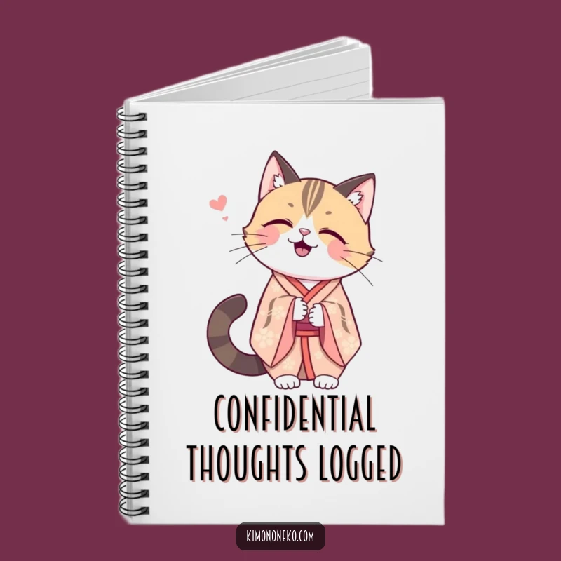 Funny Kawaii Cat Kimono Notebook: Secret Thoughts, Elegant Funny Gift