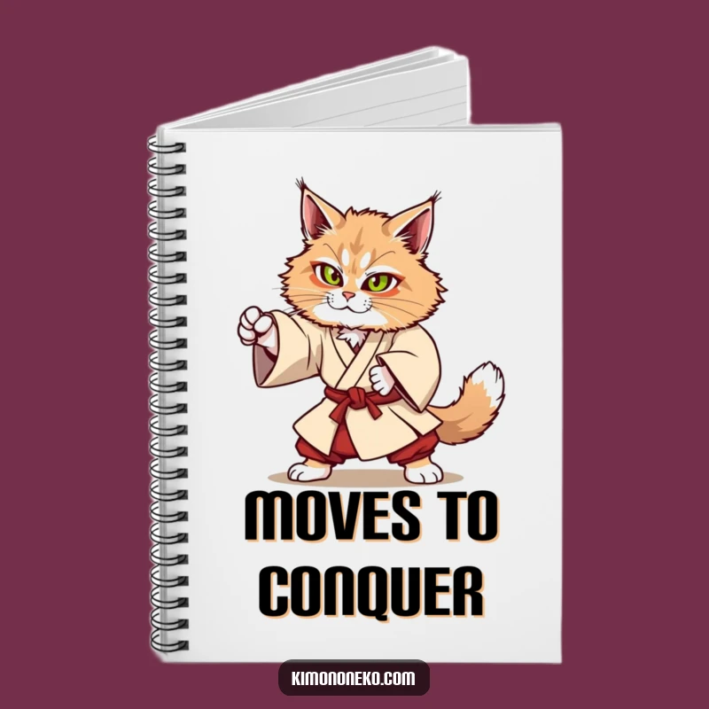 Funny Kawaii Maine Coon Martial Arts Notebook - Strong Anime Journal