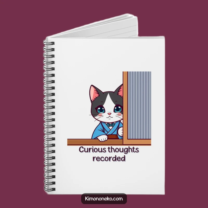 Funny Kawaii Tuxedo Cat Notebook - Curious Peek Journal