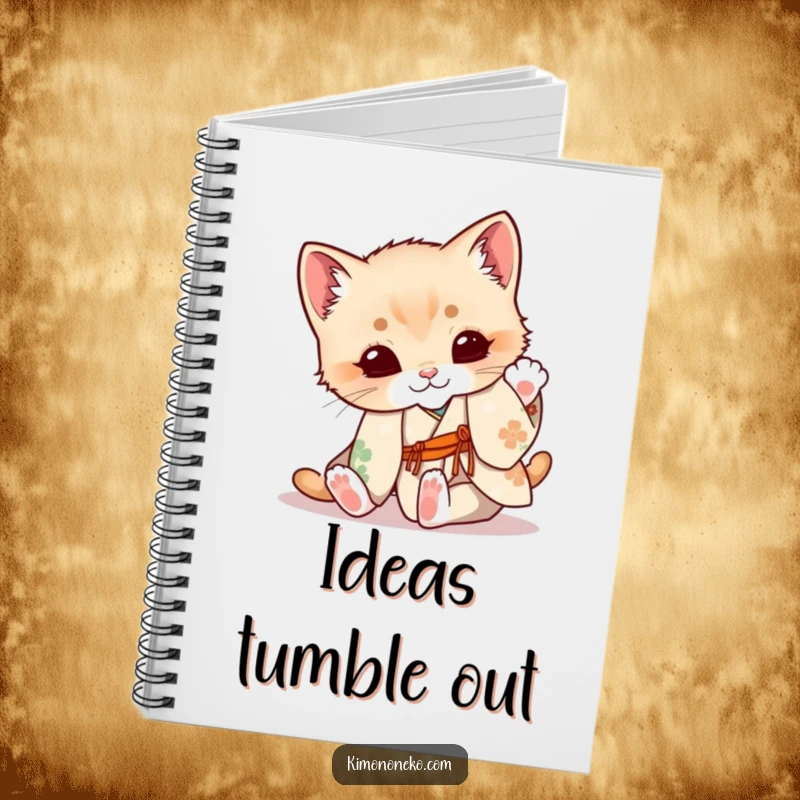 Funny Kitten Notebook: A cute kitten in a floral kimono playfully tumbles, inspiring creative writing and fun notes.