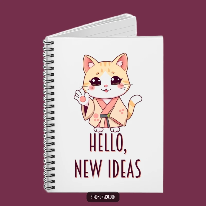 Funny Smiling Cat Kimono Notebook: Cheerful Notes, Humorous Stationery Gift
