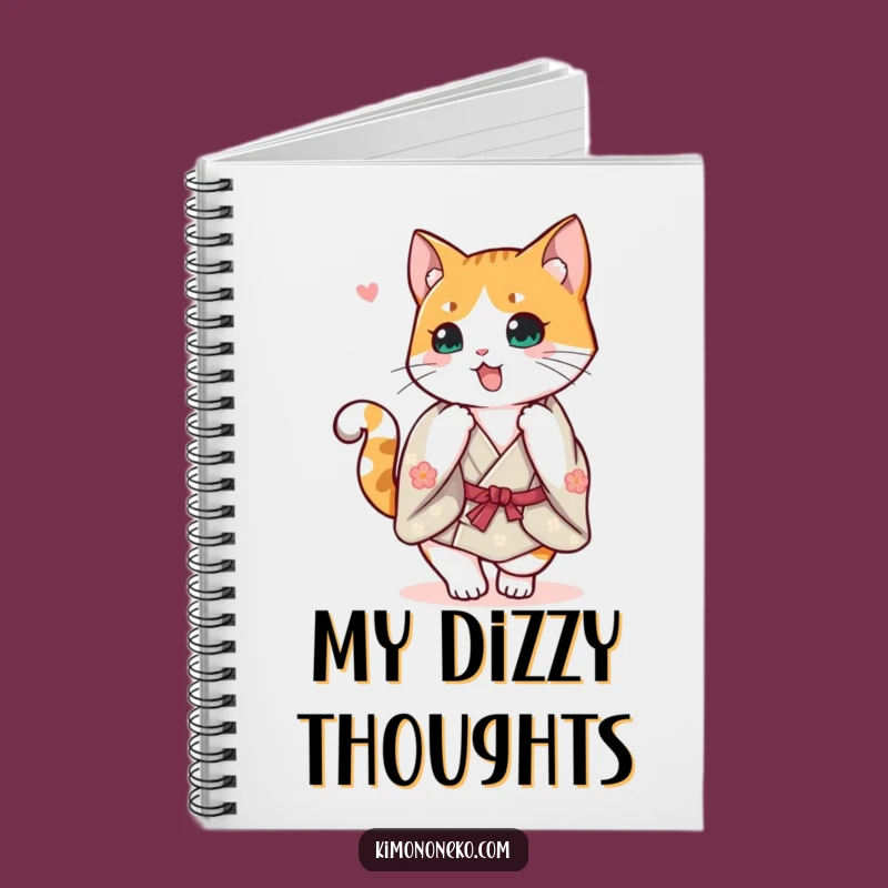 Funny Calico Kimono Notebook: Happy Cat Spin Notes