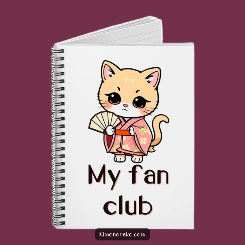 Funny Kawaii Cat Kimono Notebook: Floral Fan Pose Journal, Ideal Funny Gift