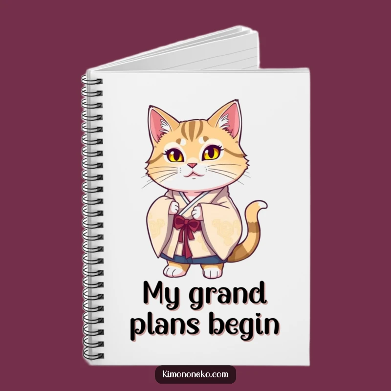 Funny Majestic Cat Kimono Notebook: Jot Down Ideas Like a Proud Feline Scholar Gift