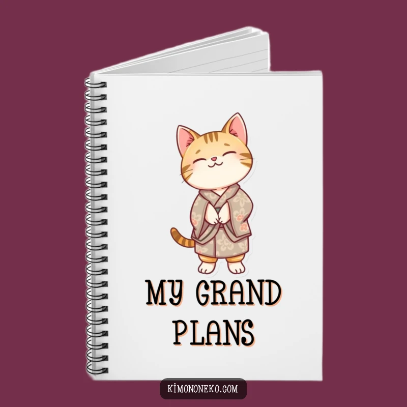 Funny Kawaii Tabby Cat Kimono Notebook: Balancing Act Journal, Cute Stationery Gift