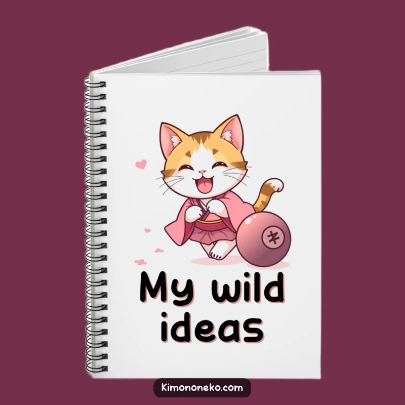 Funny Calico Cat Kimono Notebook - Jot Down Playful Ideas!
