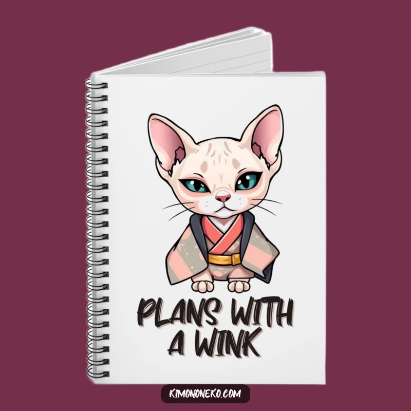 Funny Kawaii Sphynx Cat Wink Notebook - Cool Anime Journal