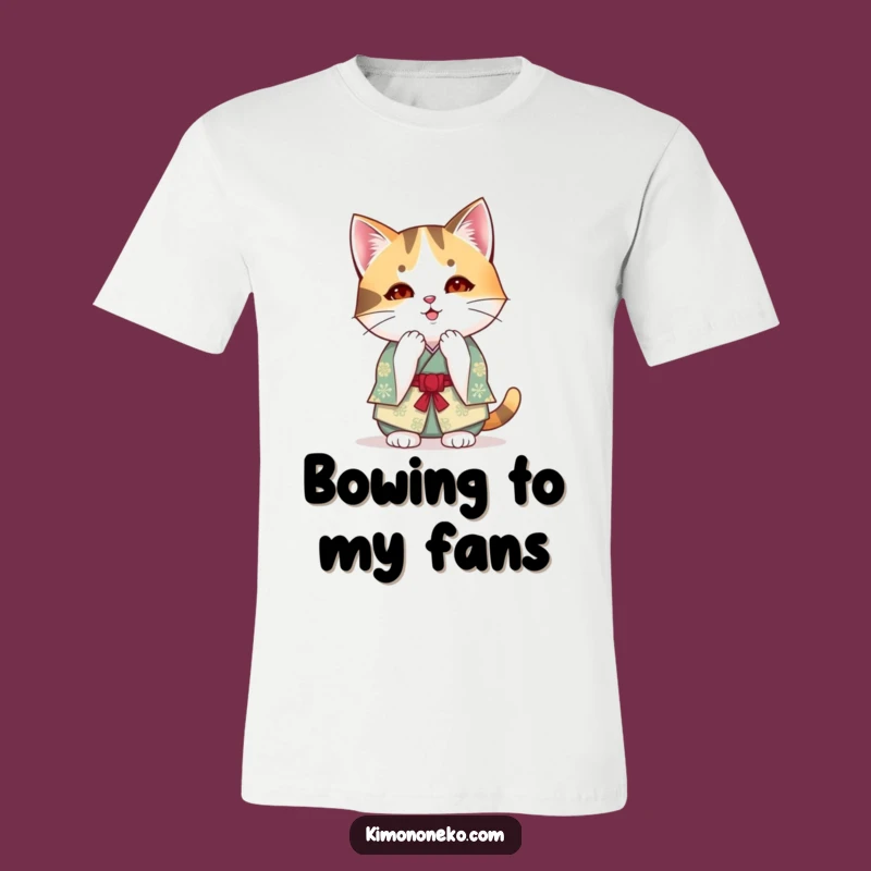Funny Kawaii Calico Cat Kimono T-Shirt: Polite Anime Bow Tee Gift