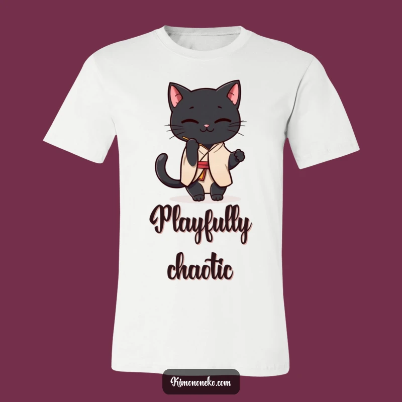 Funny Black Cat Kimono T-Shirt: Kawaii Playfulness for a Hilarious Gift