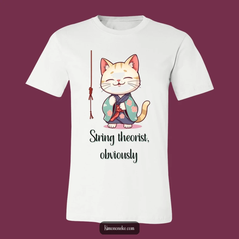 Funny Kawaii Cat Kimono T-Shirt: Playful Batting String Tee, Adorable Gift Shirt