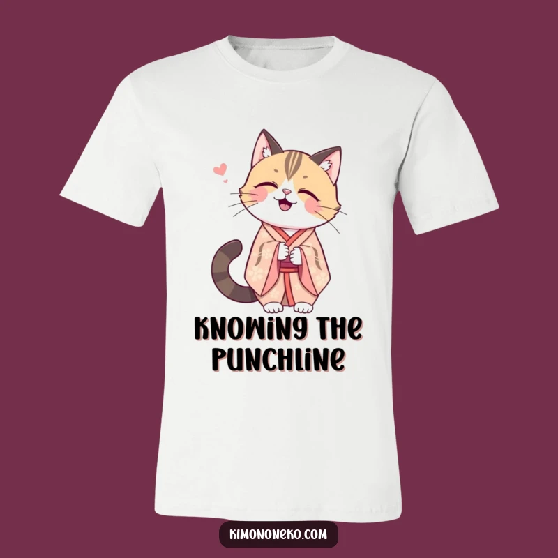 Funny Kawaii Cat Kimono T-Shirt: Secret Laugh, Elegant Cat Funny Gift
