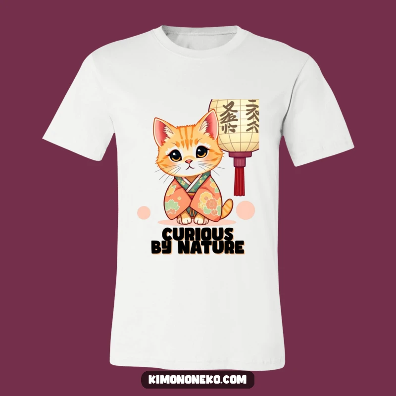Funny Kawaii Ginger Cat Kimono Tee: Show Your Curious Side with This Graphic Shirt