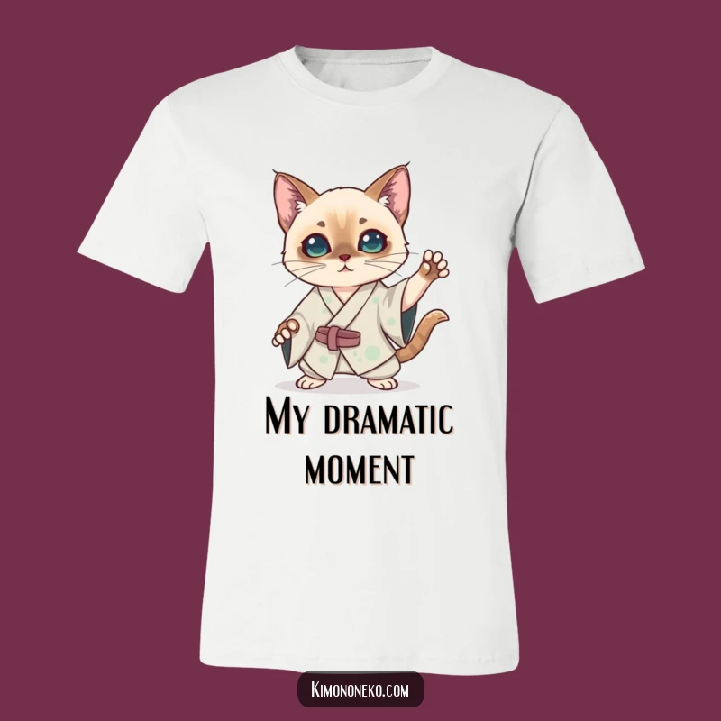 Funny Kawaii Siamese Cat Kimono T-Shirt: Dramatic Anime Pose Tee Gift