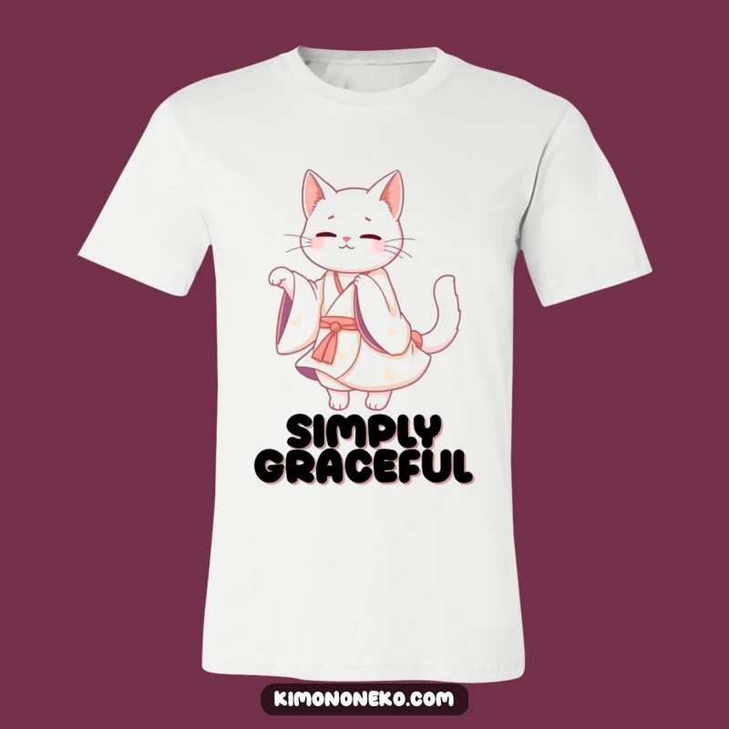 Funny White Cat Kimono T-Shirt: Kawaii Graceful Twirl for a Hilarious Gift