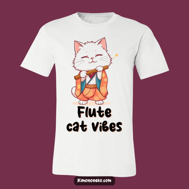 Funny White Cat Kimono T-Shirt: Musical Kitty Mime, Hilarious Pet Apparel Gift