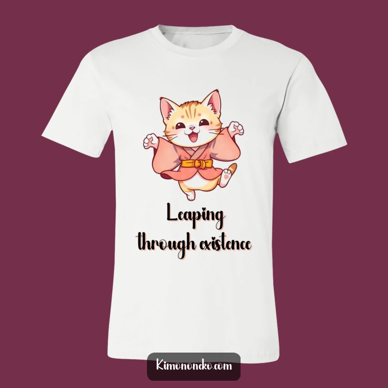 Funny Kitten Kimono Leaps T-Shirt: Playful Character Tee, Perfect Energetic Gift