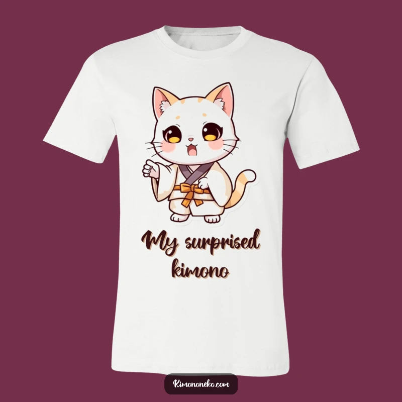 Funny Cat Kimono Surprise T-Shirt: Dramatic Style for Cat Lovers