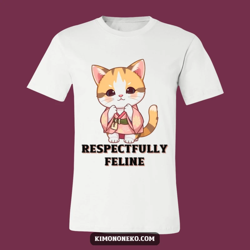 Funny Calico Cat Kimono T-Shirt: Kawaii Cat Bowing in Style for a Hilarious Gift