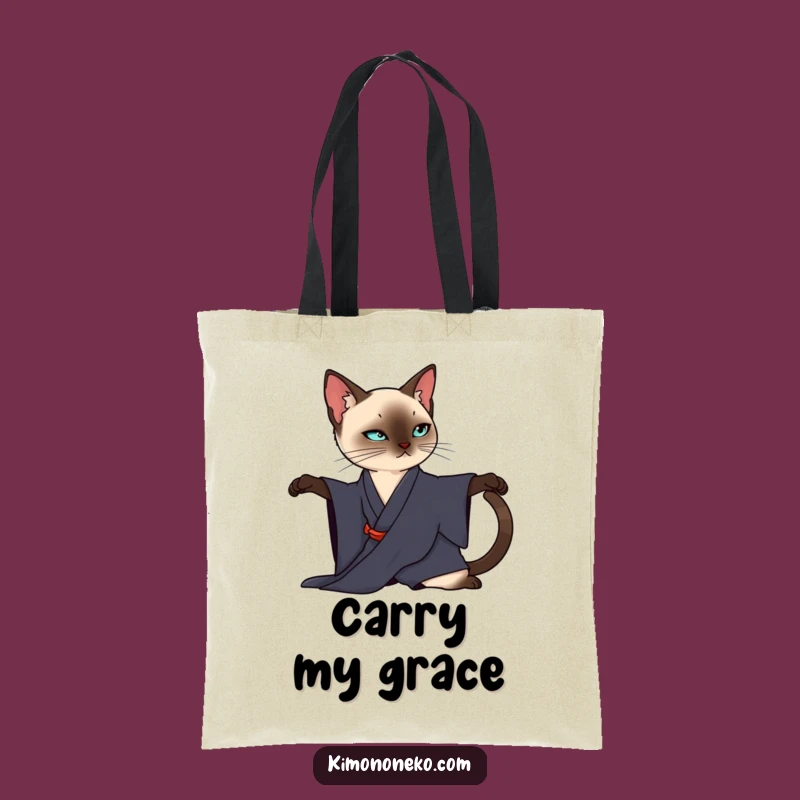 Funny Siamese Cat Kimono Tote Bag: Elegant Carry-All, Chic Feline Accessory Gift
